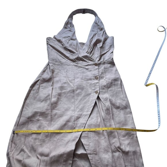 Linen Halter V-Neck Tan Dress SZ M NWT Anthropologie - Picture 10 of 13